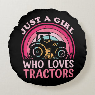 Just A Girl Who Loves Tractors Round Pillow