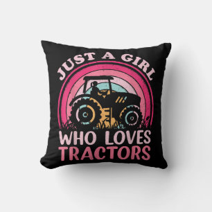 Just A Girl Who Loves Tractors Throw Pillow