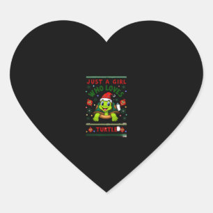 Just A Girl Who Loves Turtle Matching Christmas Pa Heart Sticker