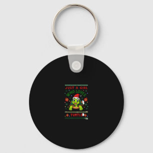Just A Girl Who Loves Turtle Matching Christmas Pa Keychain
