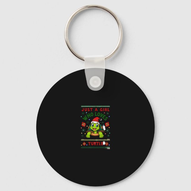 Just A Girl Who Loves Turtle Matching Christmas Pa Keychain (Front)