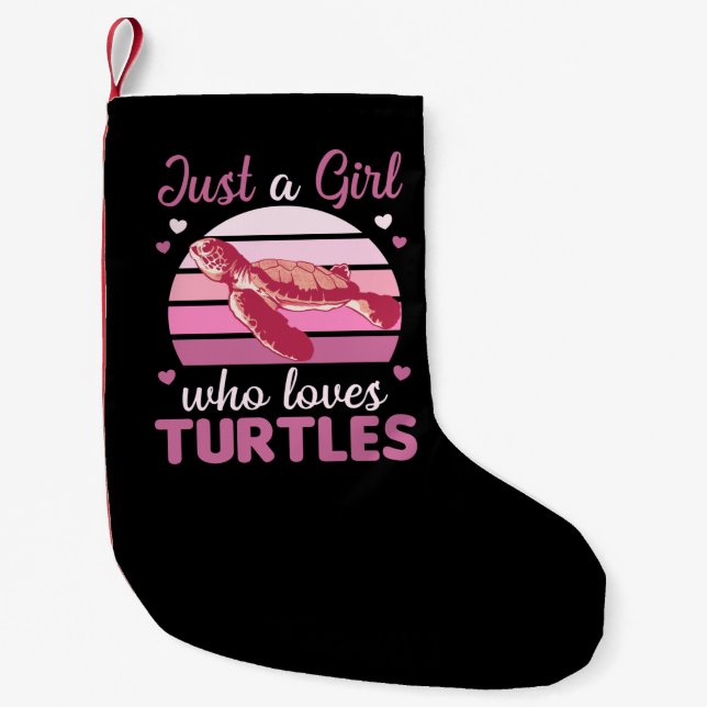 Just A Girl who Loves Turtles - cute Turtle Small Christmas Stocking (Front)