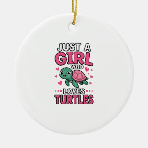 Just a Girl Who Loves Turtles Cute Turtle Vector D Ceramic Ornament
