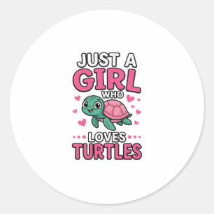 Just a Girl Who Loves Turtles Cute Turtle Vector D Classic Round Sticker