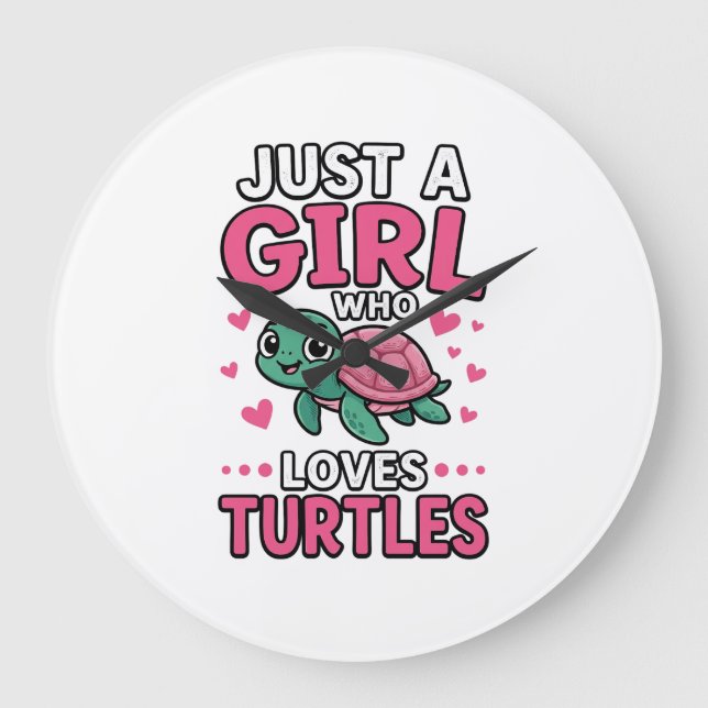 Just a Girl Who Loves Turtles Cute Turtle Vector D Large Clock (Front)