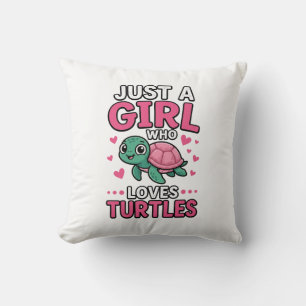 Just a Girl Who Loves Turtles Cute Turtle Vector D Throw Pillow