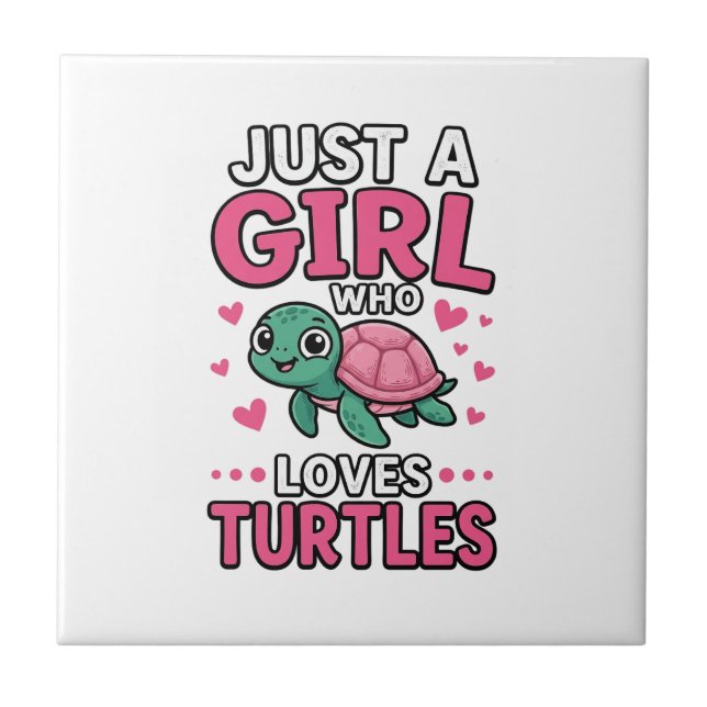 Just a Girl Who Loves Turtles Cute Turtle Vector D Tile (Front)