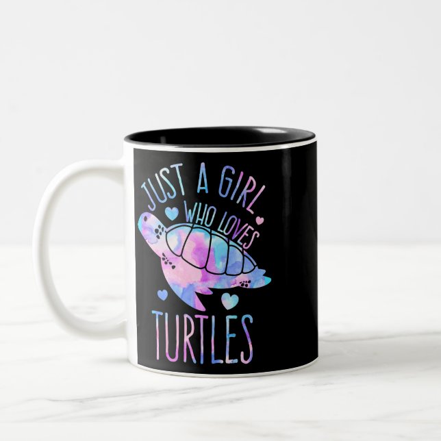 Just A Girl Who Loves Turtles Pastel Galaxy Turtle Two-Tone Coffee Mug (Left)
