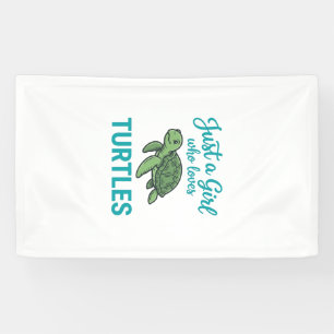 Just a Girl Who Loves Turtles Vintage Engraving Te Banner