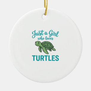 Just a Girl Who Loves Turtles Vintage Engraving Te Ceramic Ornament