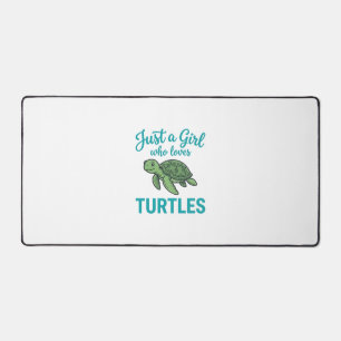 Just a Girl Who Loves Turtles Vintage Engraving Te Desk Mat