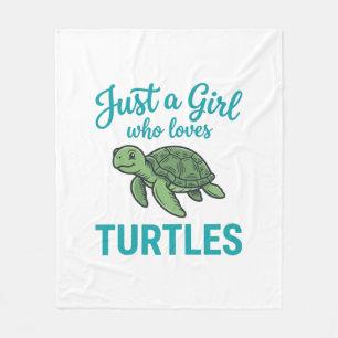 Just a Girl Who Loves Turtles Vintage Engraving Te Fleece Blanket