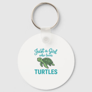 Just a Girl Who Loves Turtles Vintage Engraving Te Keychain