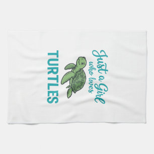 Just a Girl Who Loves Turtles Vintage Engraving Te Kitchen Towel
