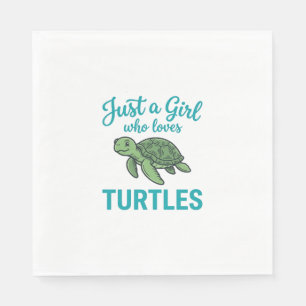 Just a Girl Who Loves Turtles Vintage Engraving Te Napkin