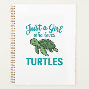 Just a Girl Who Loves Turtles Vintage Engraving Te Planner
