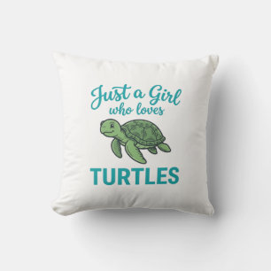 Just a Girl Who Loves Turtles Vintage Engraving Te Throw Pillow