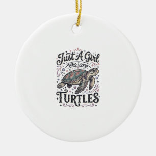 Just A Girl Who Loves Turtles Vintage Shirt Design Ceramic Ornament