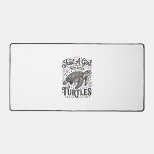 Just A Girl Who Loves Turtles Vintage Shirt Design Desk Mat