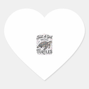 Just A Girl Who Loves Turtles Vintage Shirt Design Heart Sticker