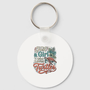 Just a Girl Who Loves Turtles Vintage Shirt Design Keychain
