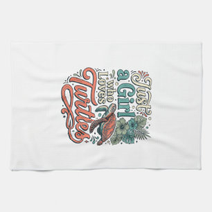 Just a Girl Who Loves Turtles Vintage Shirt Design Kitchen Towel