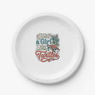 Just a Girl Who Loves Turtles Vintage Shirt Design Paper Plate