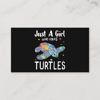 Just a Girl Who Loves Turtles Watercolor Sea Ocean Business Card