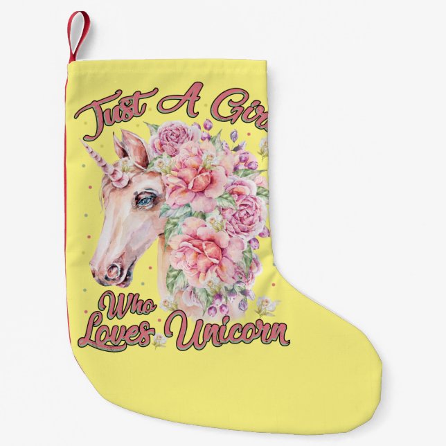 Just A Girl Who Loves Unicorn Small Christmas Stocking (Front)
