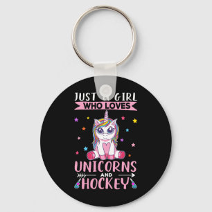 Just A Girl Who Loves Unicorns And Hockey Field Ho Keychain