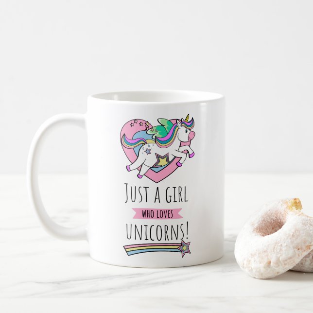Just A Girl Who Loves Unicorns! Coffee Mug (With Donut)