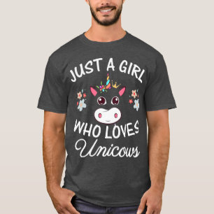 Just a Girl who loves Unicows Cow Unicorn Lover T-Shirt