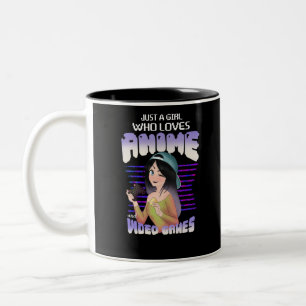 just a girl who loves video games and anime Two-Tone coffee mug