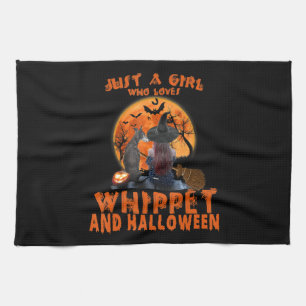 Just A Girl Who Loves Whippet Dog And Halloween Kitchen Towel