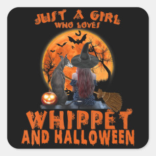 Just A Girl Who Loves Whippet Dog And Halloween Square Sticker