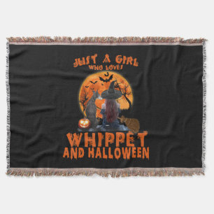 Just A Girl Who Loves Whippet Dog And Halloween Throw Blanket