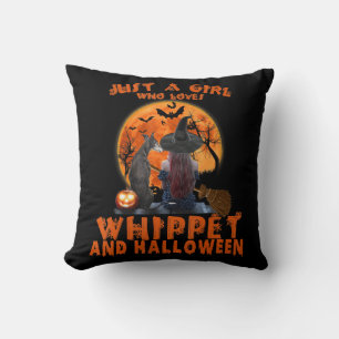 Just A Girl Who Loves Whippet Dog And Halloween Throw Pillow