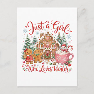Just a Girl Who Loves Winter Announcement Postcard