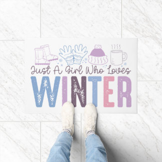 Just a Girl Who Loves Winter Cute Seasonal Design Doormat