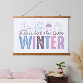 Just a Girl Who Loves Winter Cute Seasonal Design Hanging Tapestry