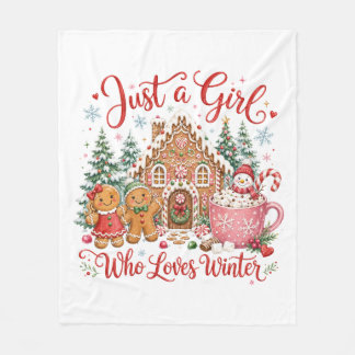Just a Girl Who Loves Winter Fleece Blanket