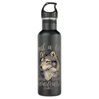 Just A Girl Who Loves Wolves Cute Wolf Lover Wolf  710 Ml Water Bottle