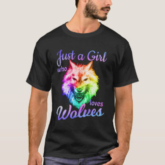 Just A Girl Who Loves Wolves Moon Wolf Shirt Girls