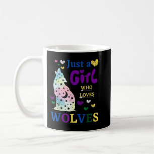 Just a Girl Who Loves Wolves Space Howling Waterco Coffee Mug