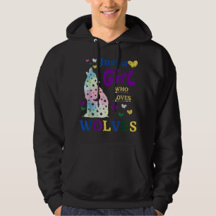 Just a Girl Who Loves Wolves Space Howling Waterco Hoodie