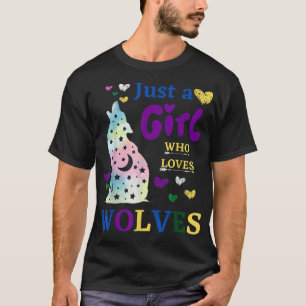 Just a Girl Who Loves Wolves Space Howling Waterco T-Shirt