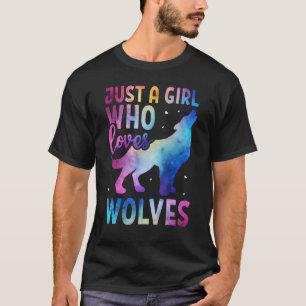 Just A Girl Who Loves Wolves Watercolor Cute Anima T-Shirt
