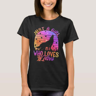 Just a Girl Who Loves wolves Watercolor Cute wolf T-Shirt