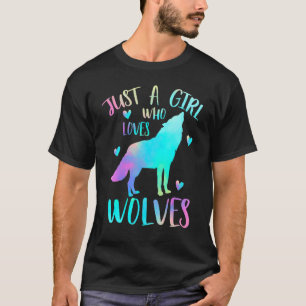 Just A Girl Who Loves Wolves Watercolor Cute Wolf T-Shirt