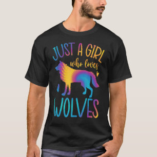 Just A Girl Who Loves Wolves Watercolor Cute Wolf  T-Shirt